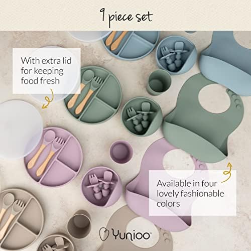 Yunioo Extra Heavy Silicone Feeding Set - 9 Piece Green