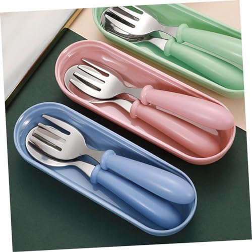 VICASKY 2 Sets Stainless Steel Fork Spoon for Kids 1