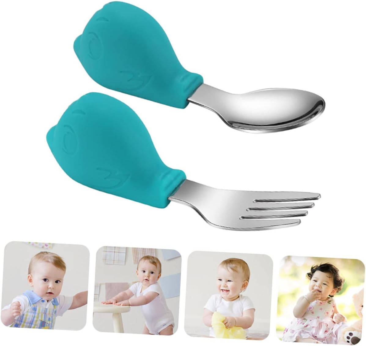 MAGICLULU 2pcs Fork and Spoon Set with Non-Slip Handles