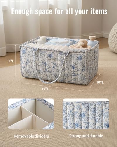 Blissful Diary Floral Diaper Caddy Organizer Blue Rose 1