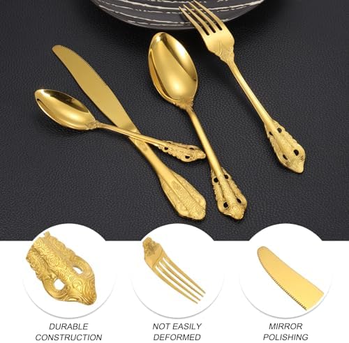 Uxcell 4-Piece Stainless Steel Flatware Set - Gold