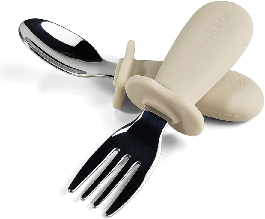 AliOli Toddler Spoon Fork Learning Set Khaki 6m