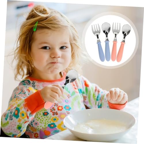 ORFOFE 4Pcs 304 Stainless Steel Baby Flatware Set