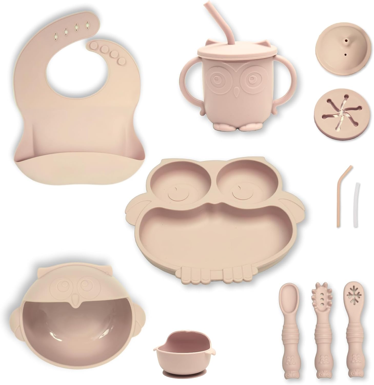 Eco-Friendly Baby Feeding Set with Owl Utensils