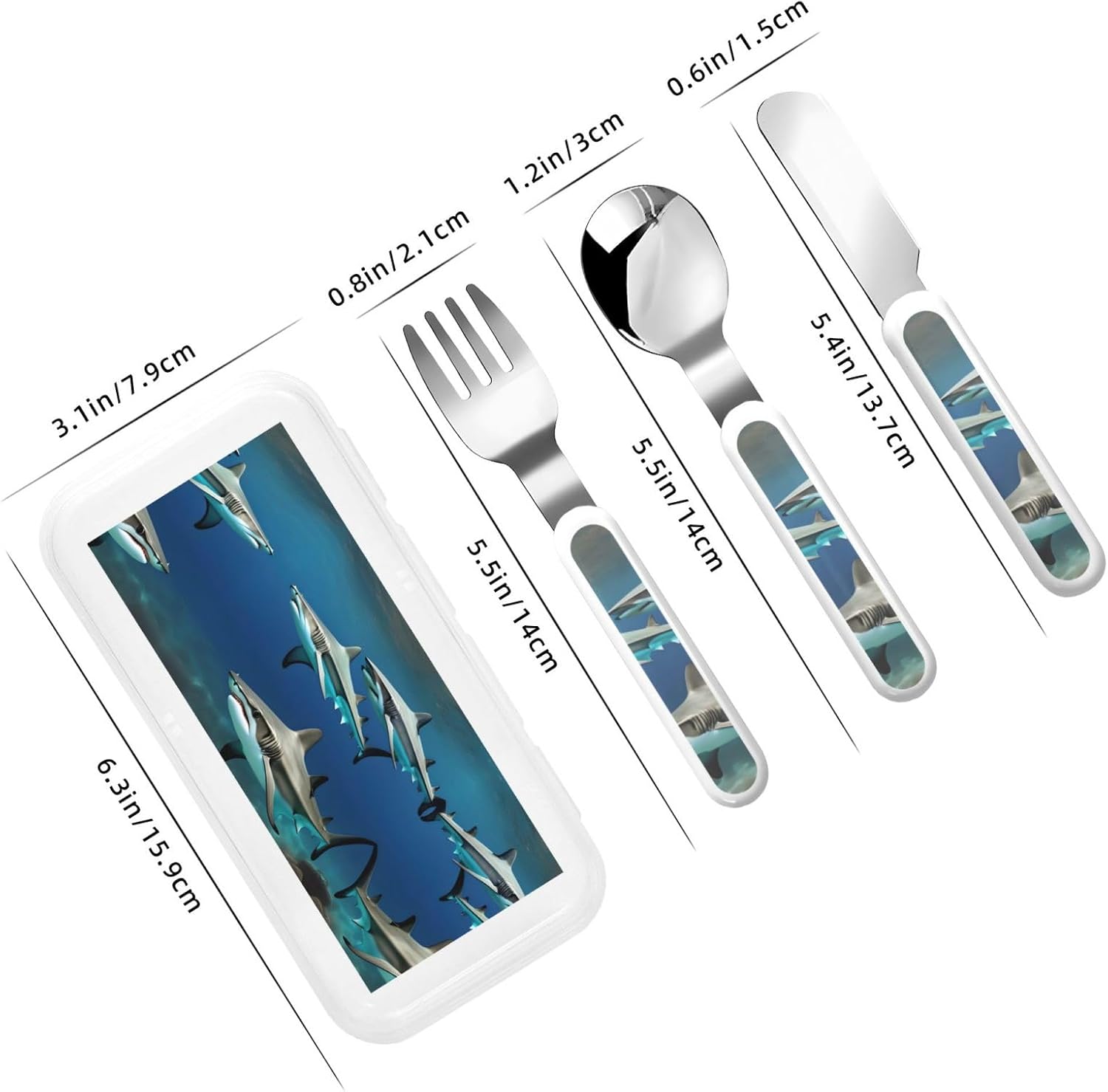 Hammerhead Shark Print Flatware Set with Travel Case