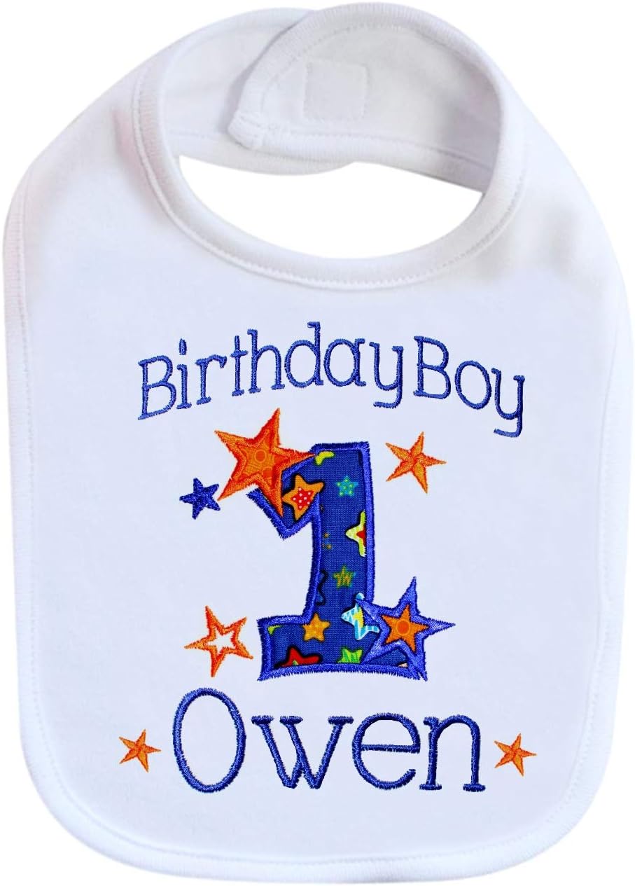 First Birthday Boy Bib with Custom Name