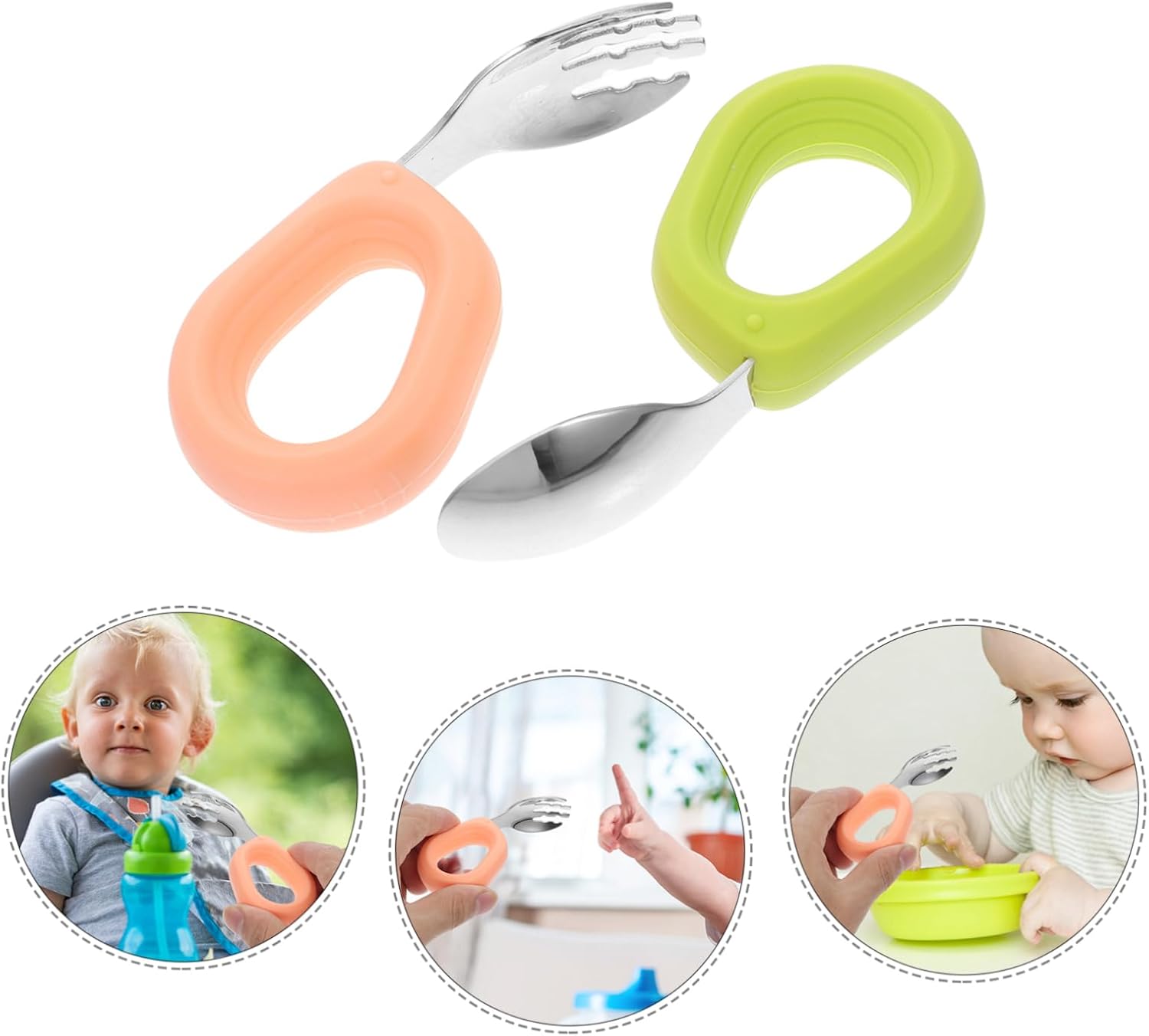 KOMBIUDA Stainless Steel Silicone Fork Spoon Set 1
