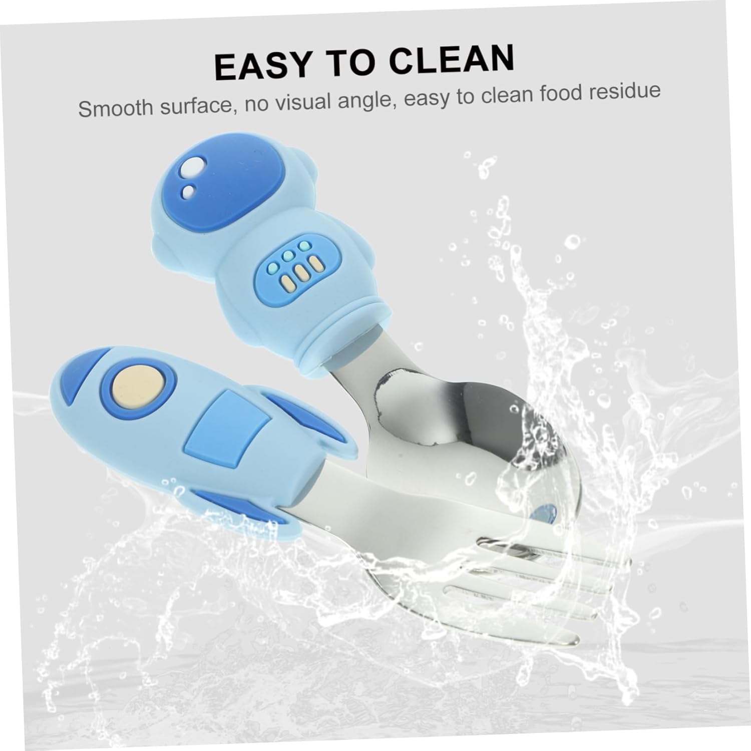 MERRYHAPY 2pcs Silicone Handle Training Utensils Set 1
