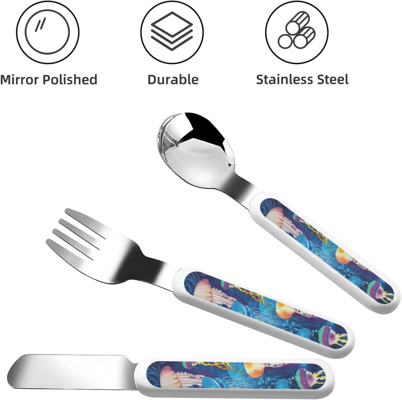 Colored Jellyfish Print Flatware Set with Travel Case