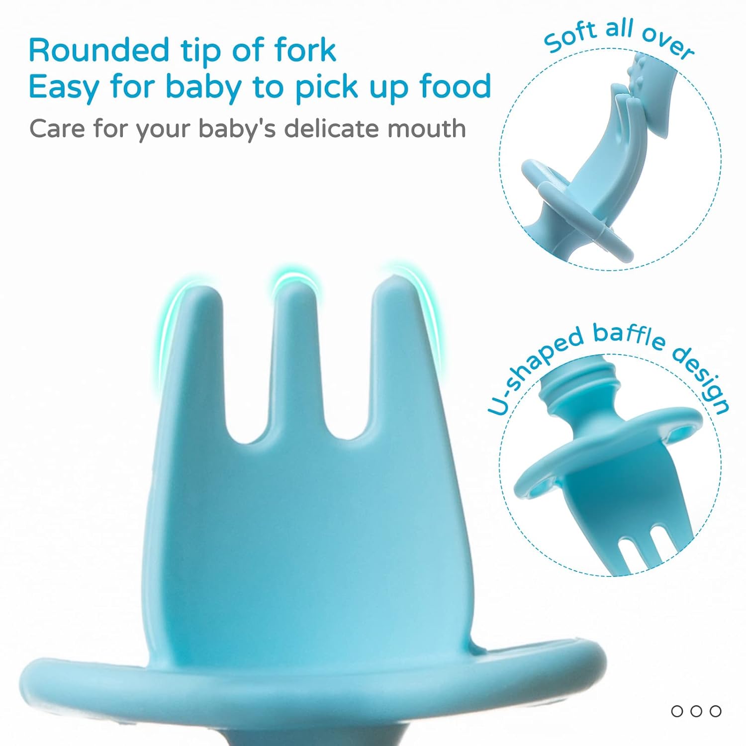 Silikong Silicone Baby Fork and Spoon Set Blue