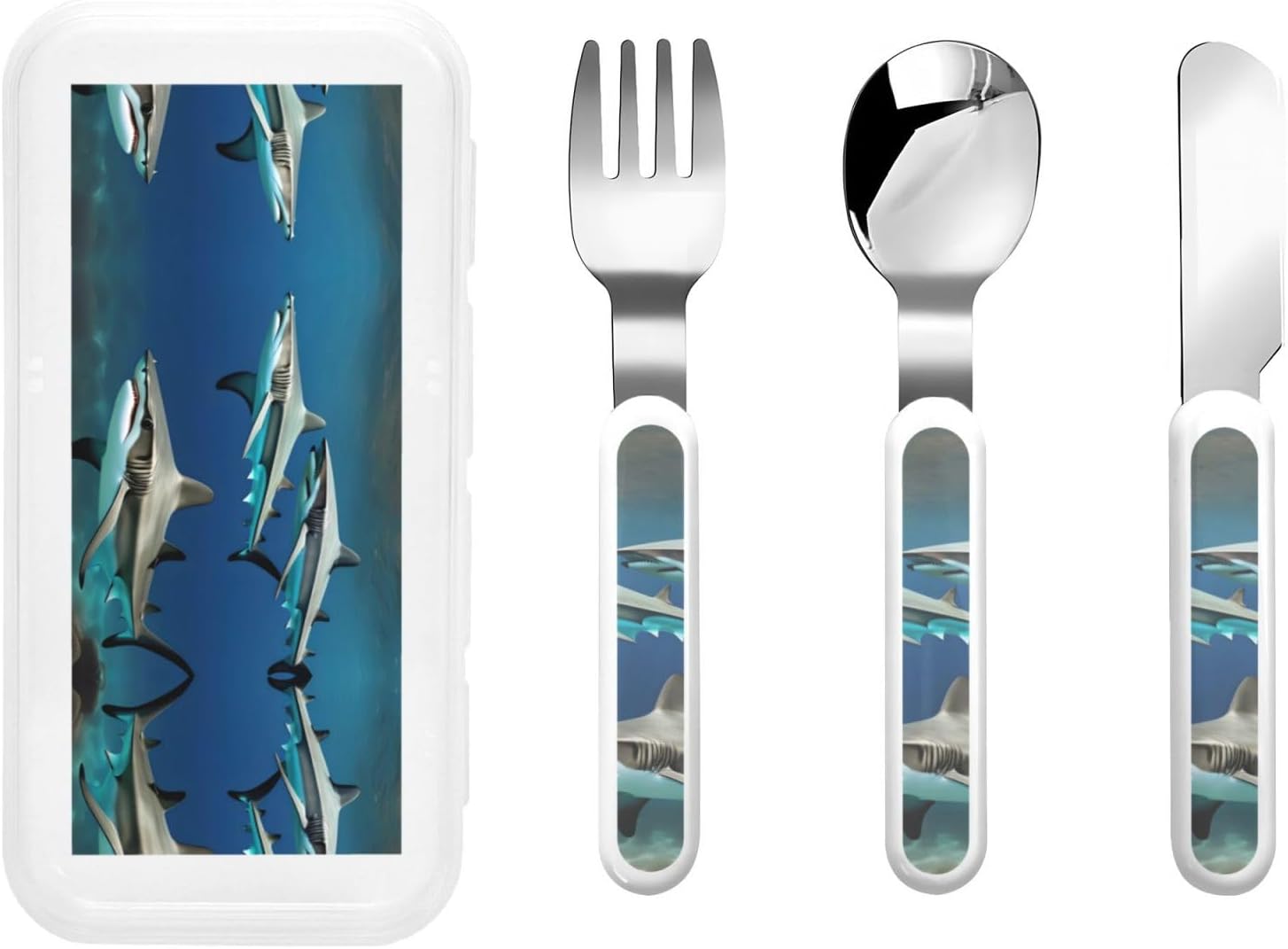 Hammerhead Shark Print Flatware Set with Travel Case
