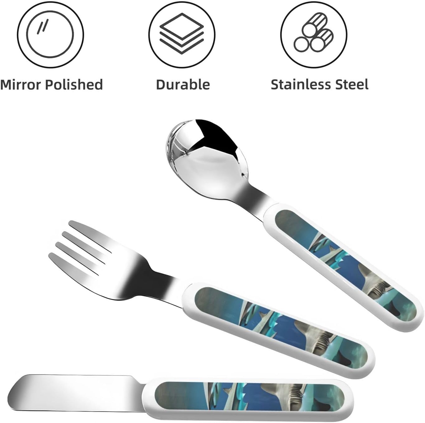 Hammerhead Shark Print Flatware Set with Travel Case