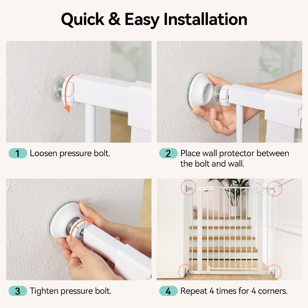 COMOMY 4 Pack Wall Protector for Baby Gates White