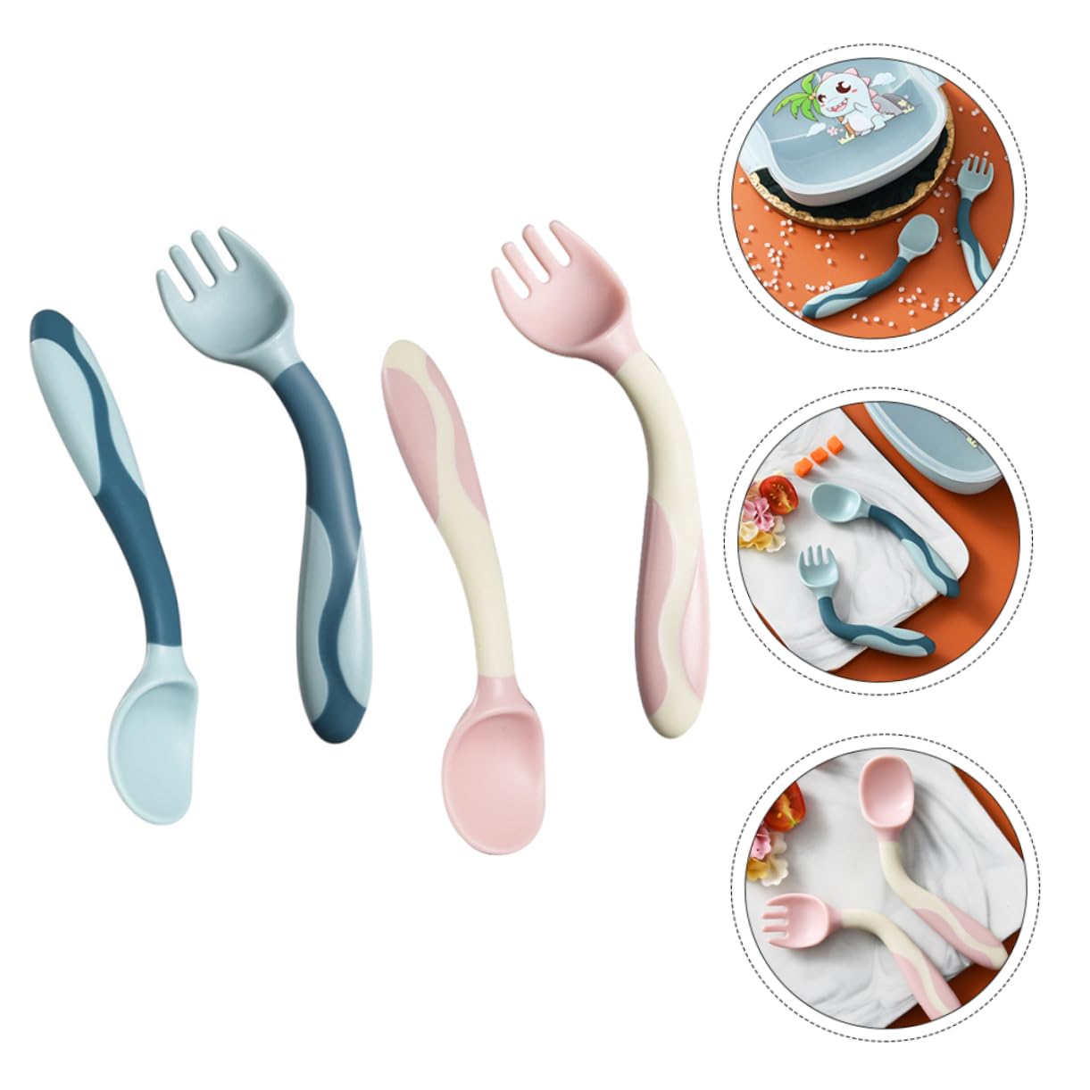 Toyvian 2-Piece Bendable Fork Spoon Set