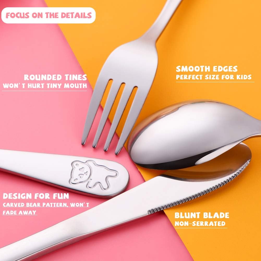 Poylim Kids Flatware Set of 2 Stainless Steel Cutlery for Toddlers
