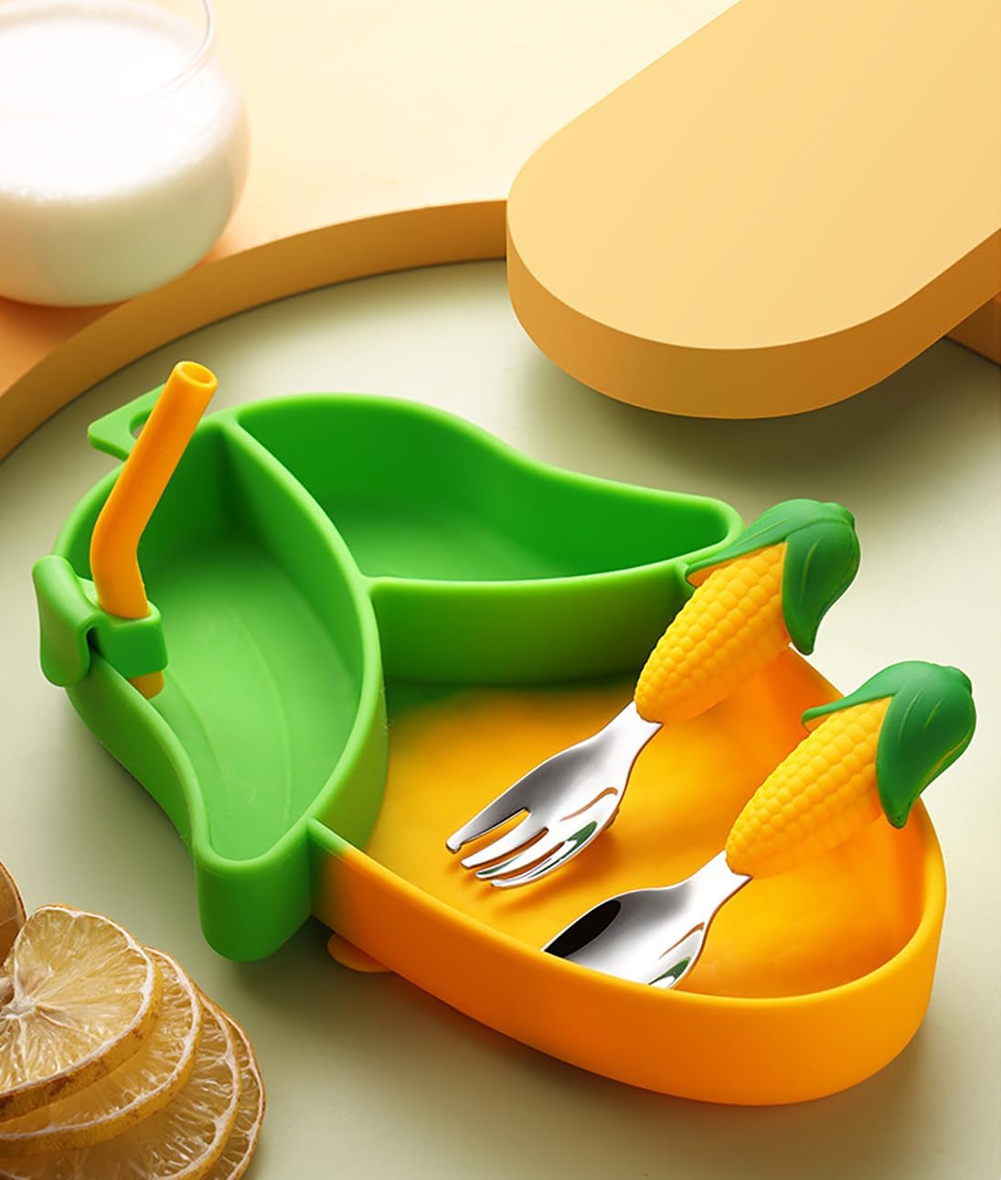 Owlgift Corn Theme Baby Feeding Set 5 Piece