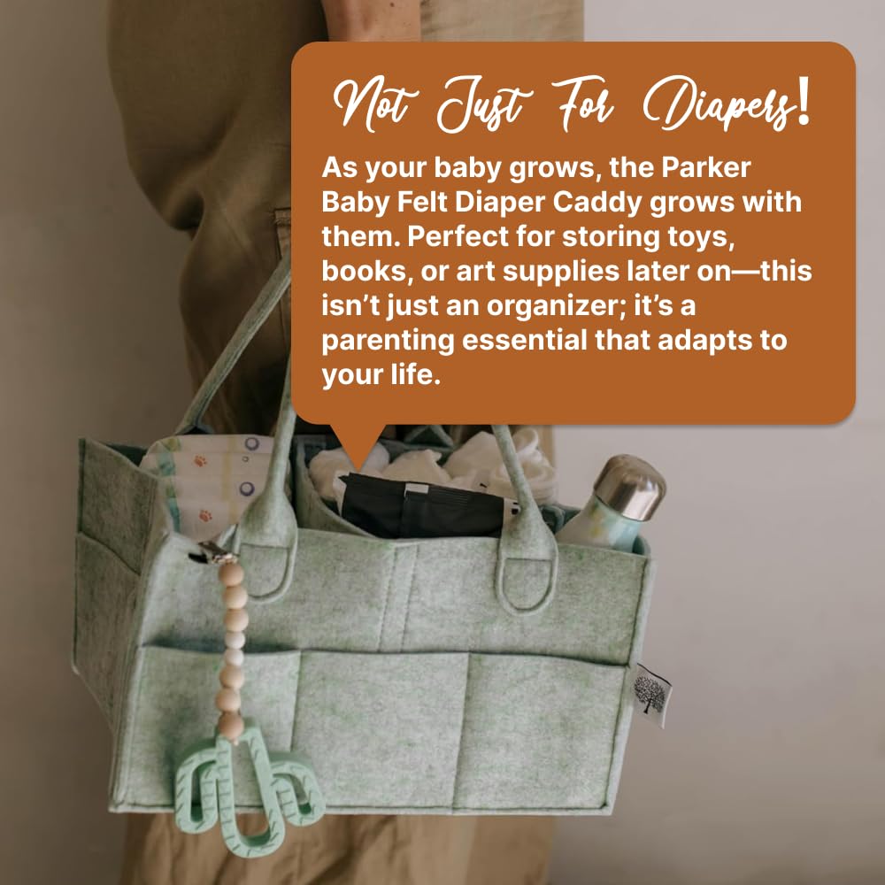 Parker Baby Diaper Caddy - Large Sage Green