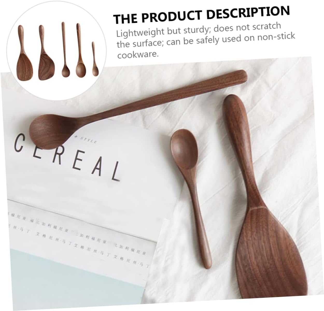 OKUMEYR Black Walnut Kitchen Utensils Set for Kids