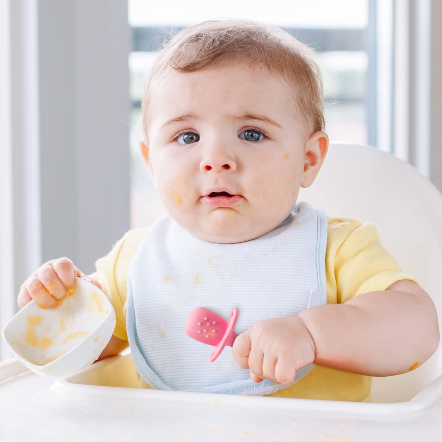 Silikong Silicone Baby Fork and Spoon Set for 6 Months Pink
