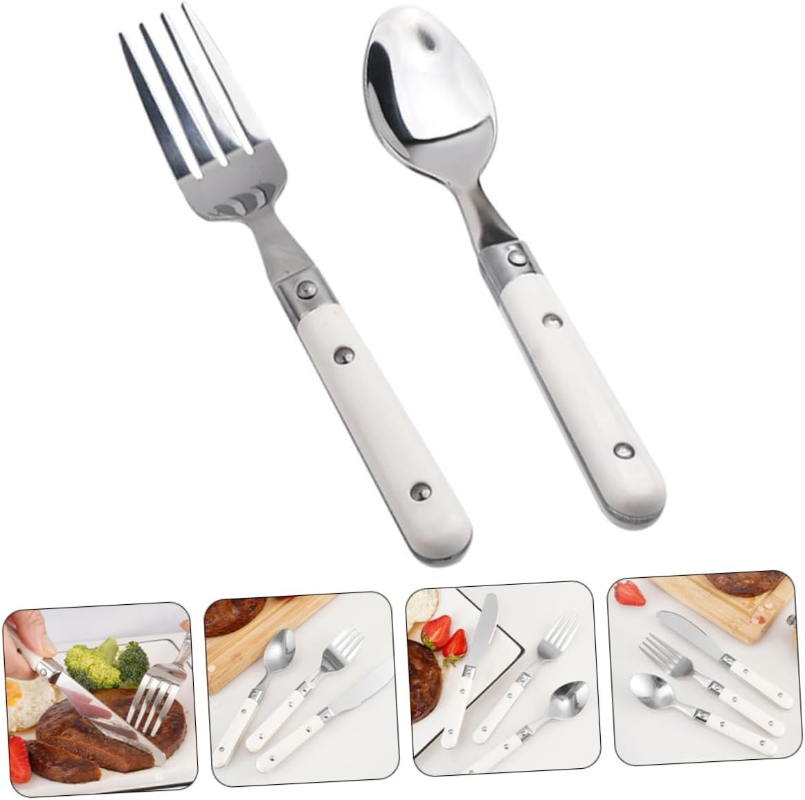 SHOWERORO 2Pcs Stainless Steel Fork and Spoon Set
