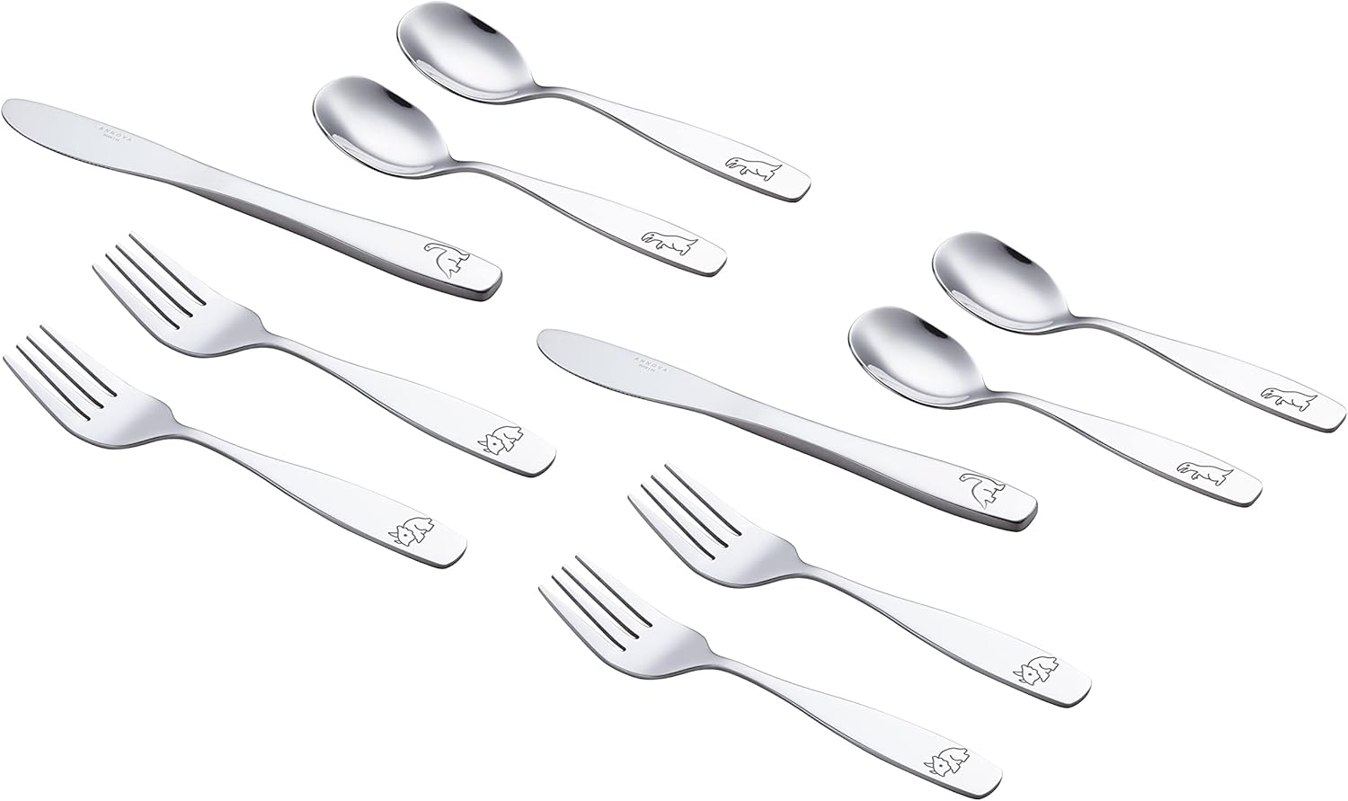 ANNOVA Kids Flatware Set - 10 Piece Dino Themed Stainless Steel