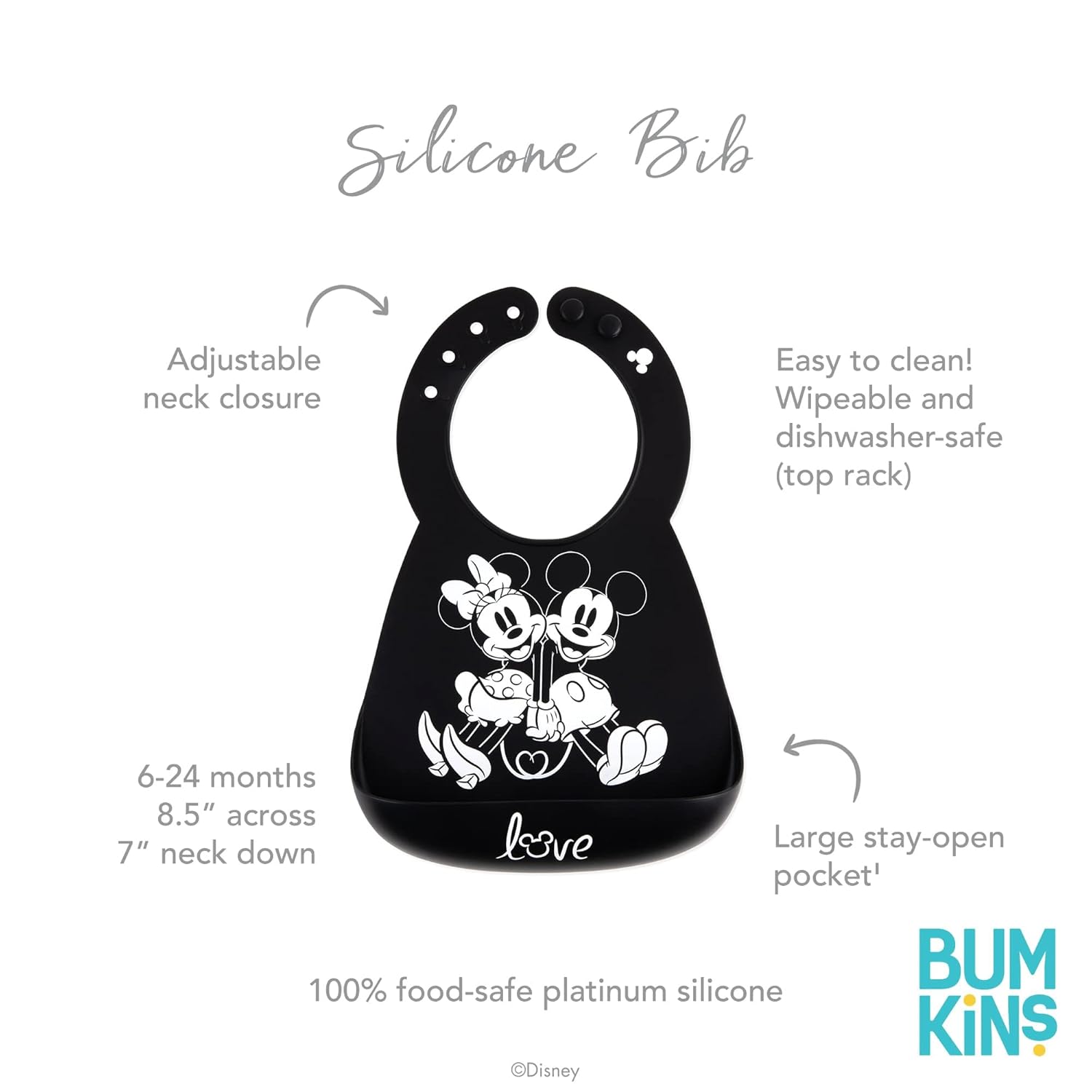Bumkins Silicone Pocket Bibs for 6-24 Months
