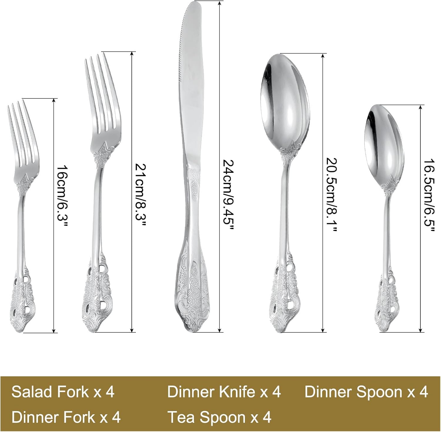 Uxcell 4-Piece Stainless Steel Flatware Set