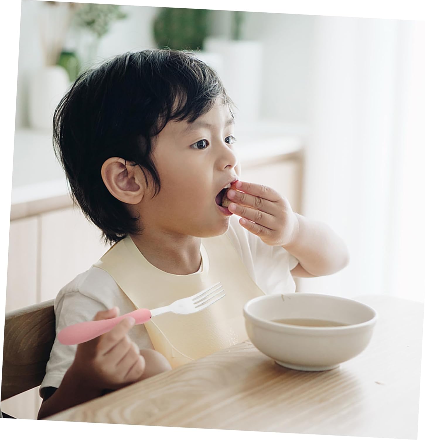 VINTORKY 4PCS Cartoon Silicone Handle Tableware Set