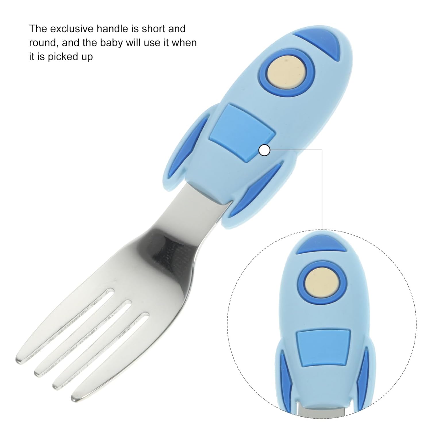 2PCS Silicone Handle Stainless Steel Utensil Set for Baby