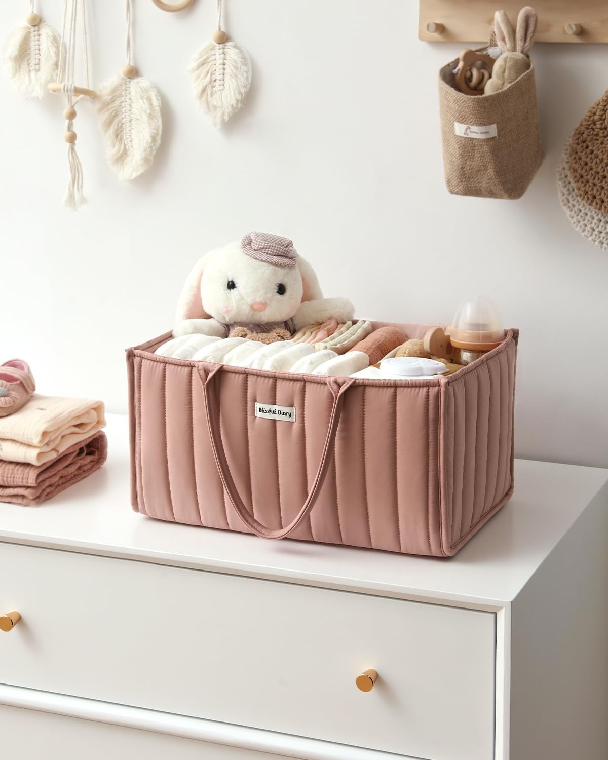 Blissful Diary Pink Diaper Caddy Organizer