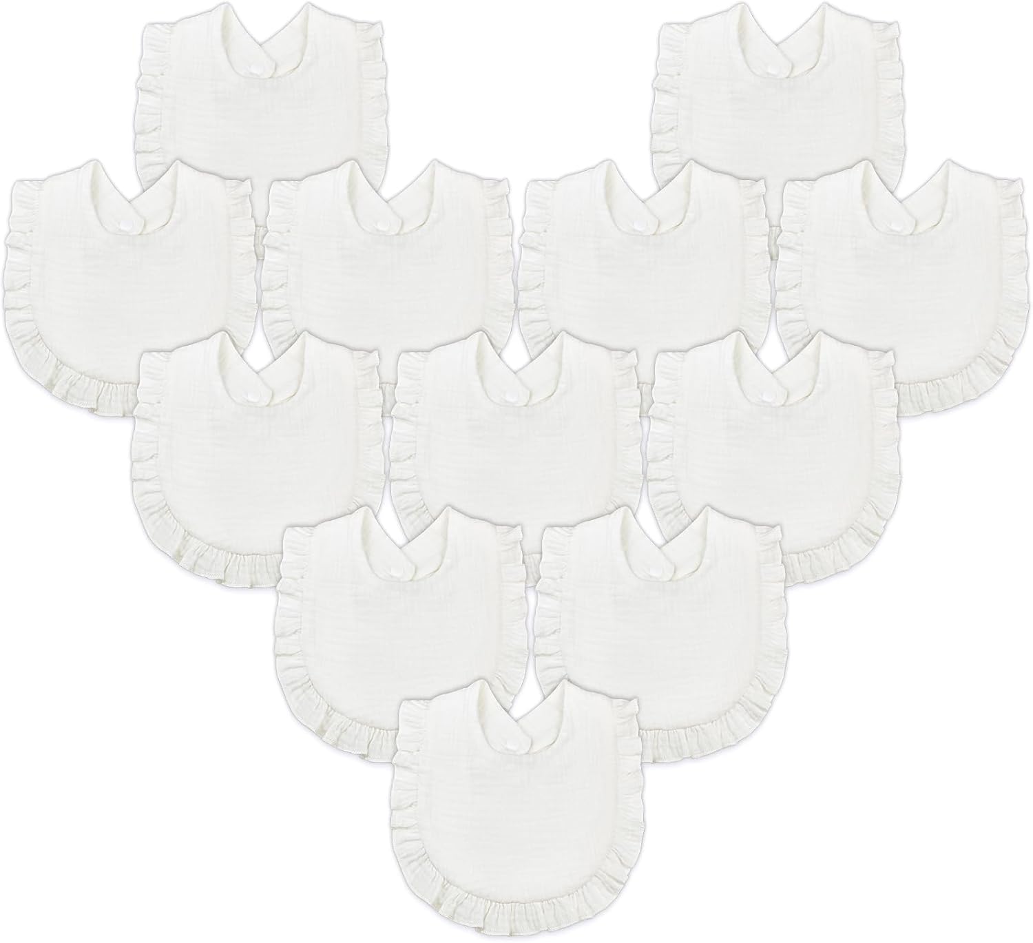 MUSBUY 12-Pack Muslin Baby Bibs for Teething and Drooling