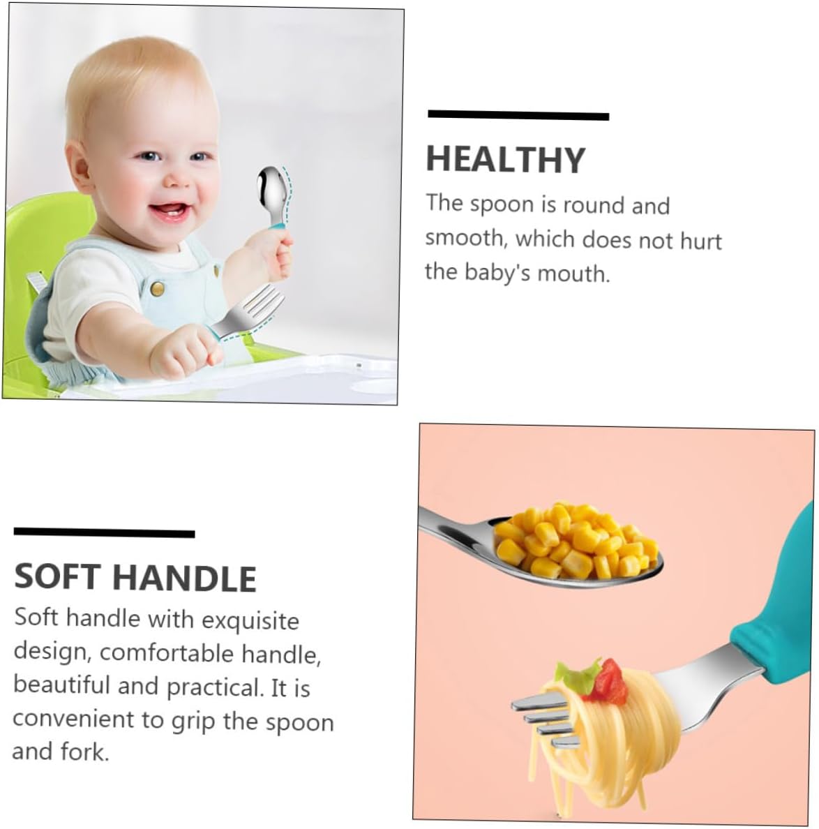 MAGICLULU 2pcs Fork and Spoon Set with Non-Slip Handles