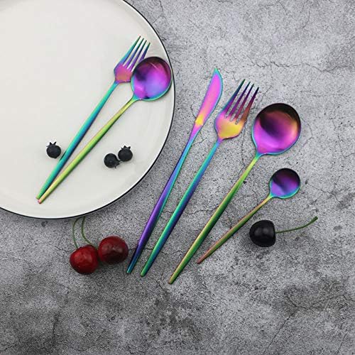 JASHII 36 Piece Matte Rainbow Flatware Set 1
