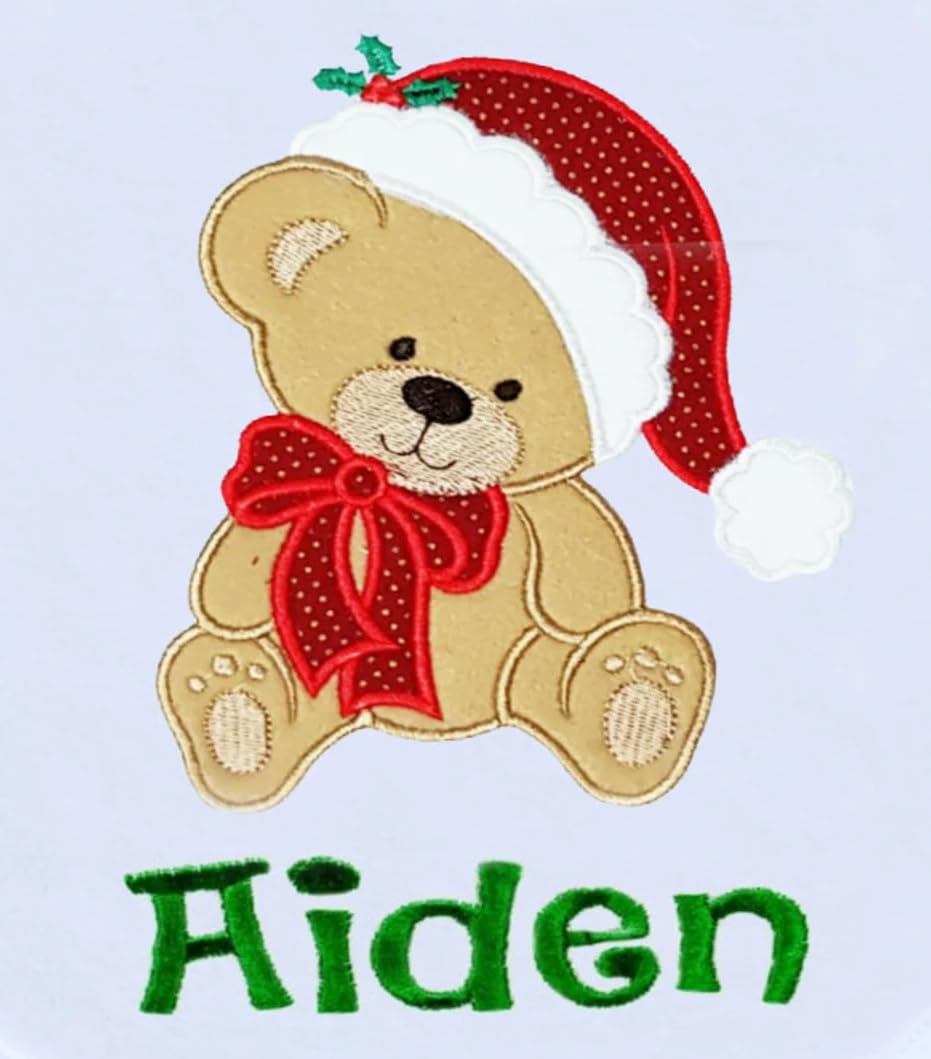 Handmade Christmas Baby Bib Teddy Bear with Custom Name 1