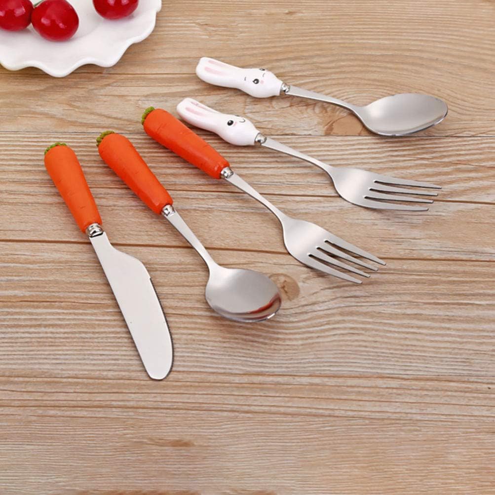 KESYOO 5PCS Kids Flatware Set with Ceramic Handles