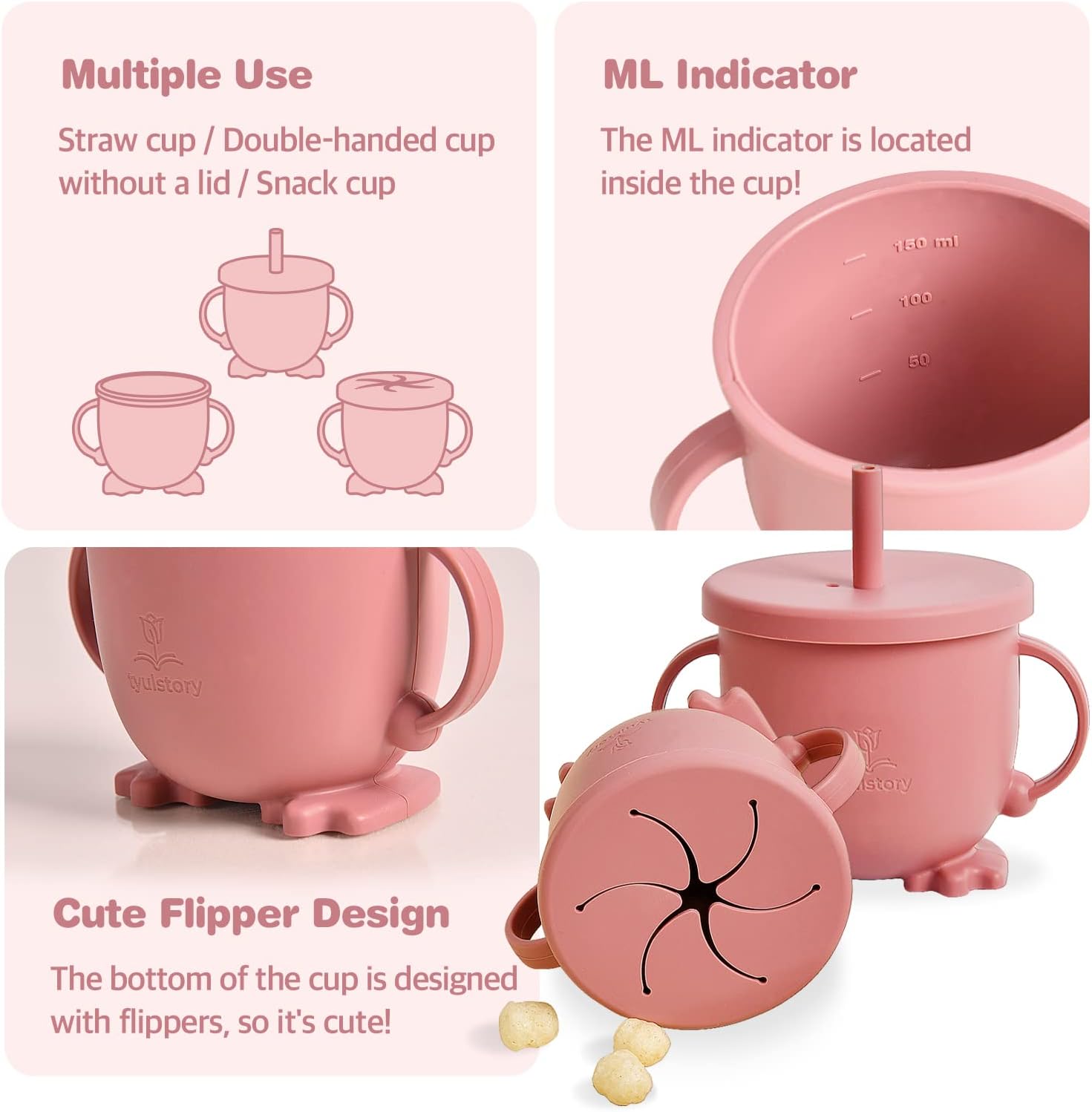 Tyulstory Pink Baby Feeding Set with Bib and Utensils 1