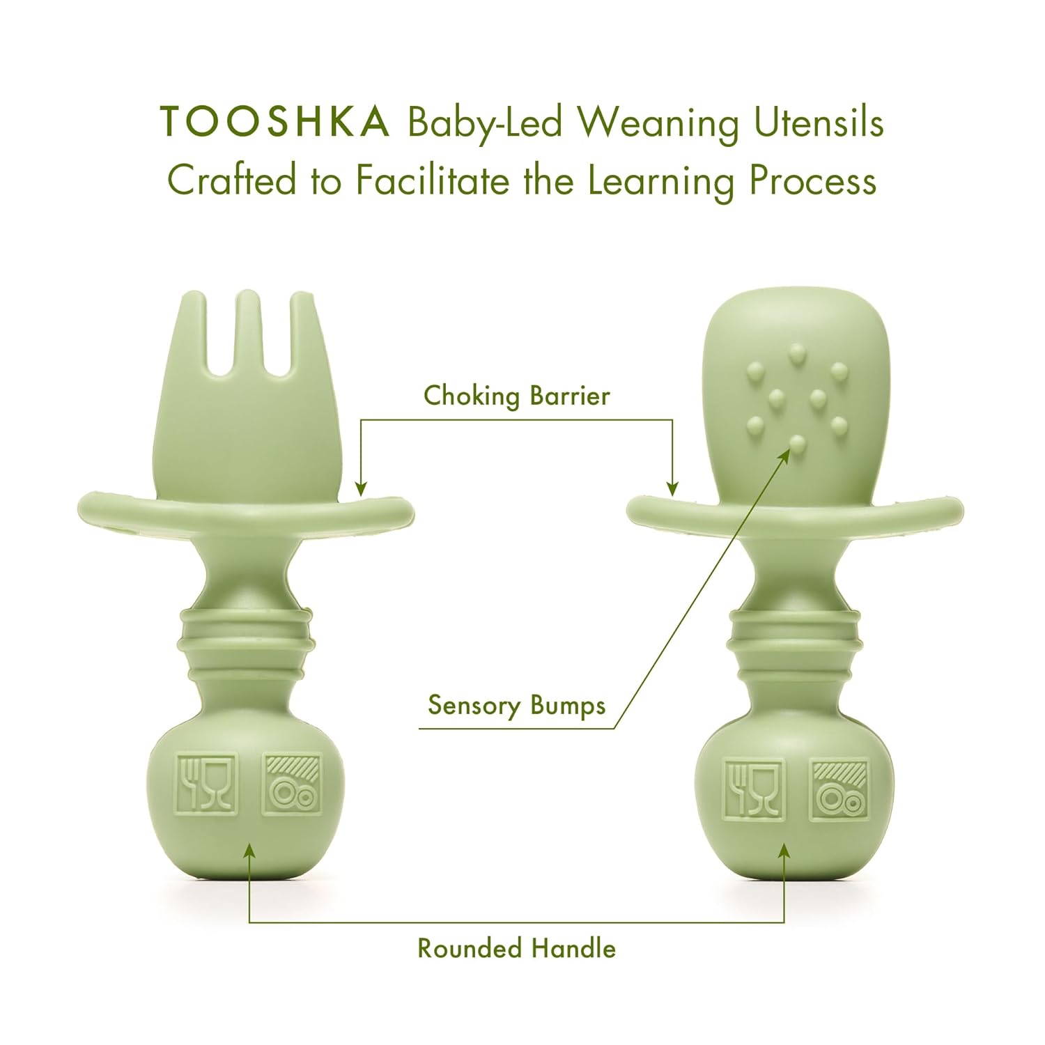 Tooshka Baby Utensil Set 3 pcs Self Feeding Spoons and Tiny Cup
