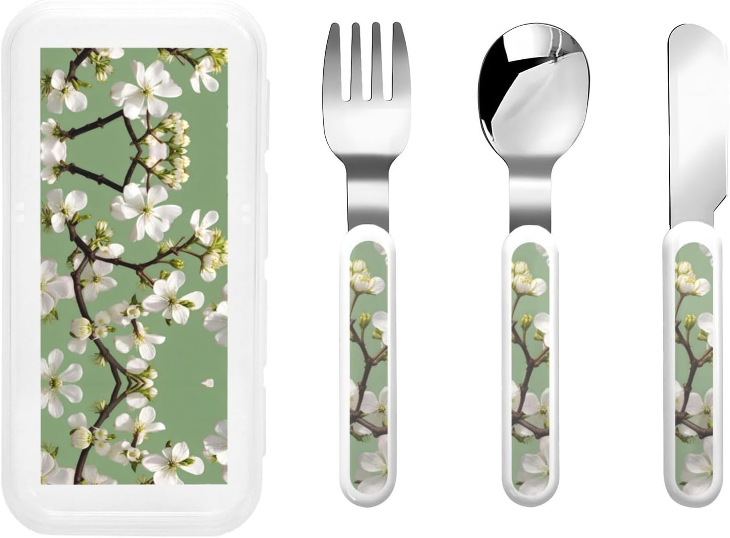 Dogwood Blossoms Print Utensil Set with Travel Case