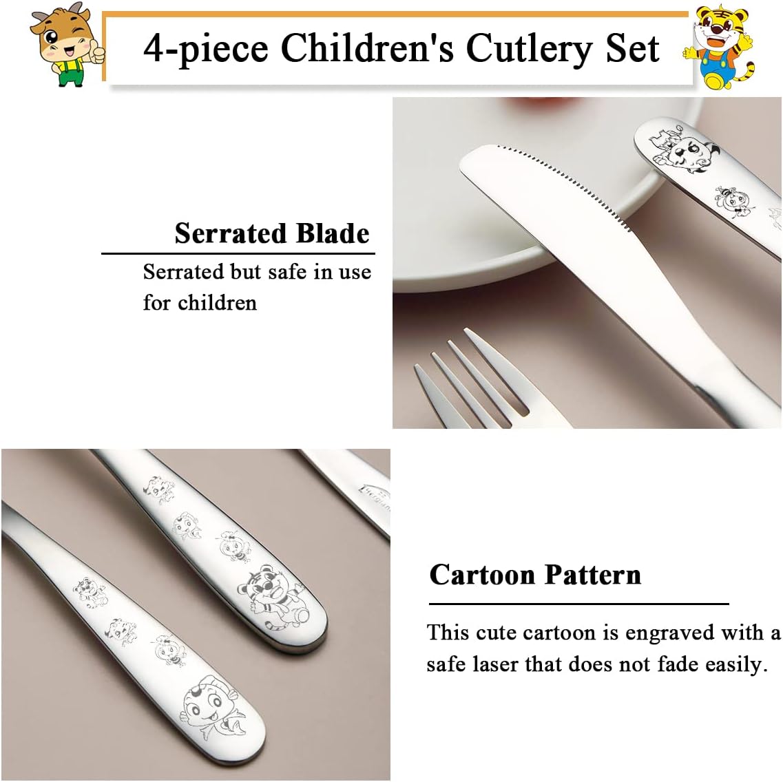 Berglander Toddler 4-Piece Stainless Steel Flatware Set 1