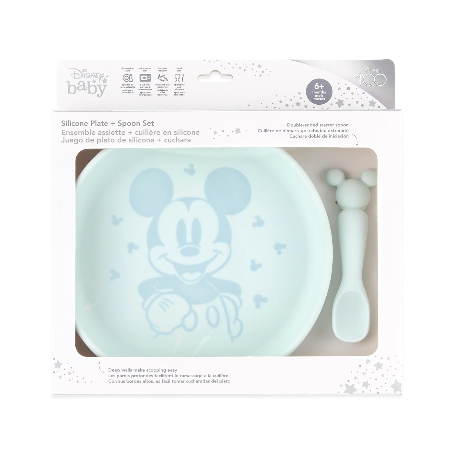 Bumkins Disney Baby Plate and Spoon Set Microwave Safe Ages 6 Months Up