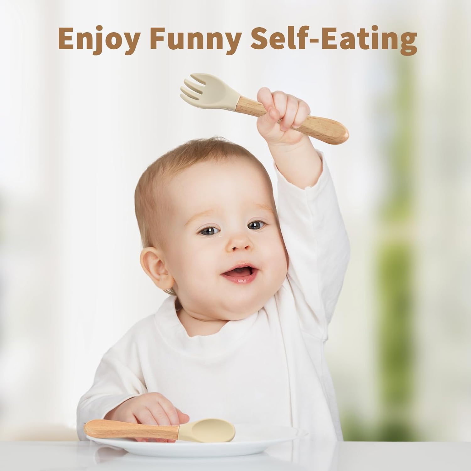 LITTLE RAWR Silicone Baby Spoons Forks 6 Pack