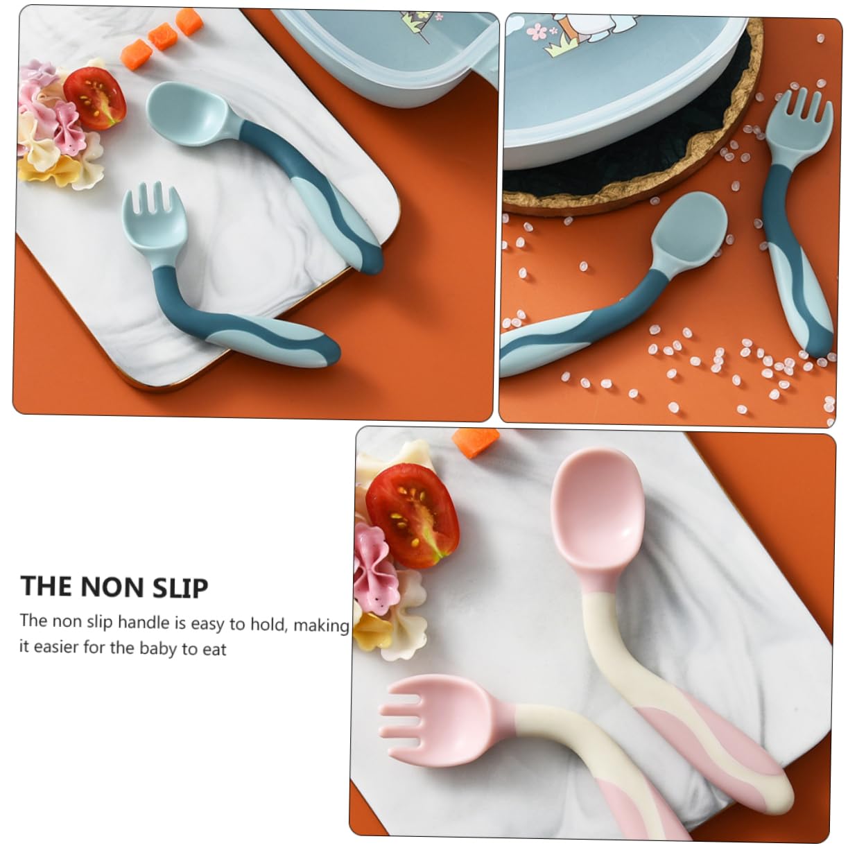GLSTOY 2 Sets Flexible Spoons and Forks Training Tableware