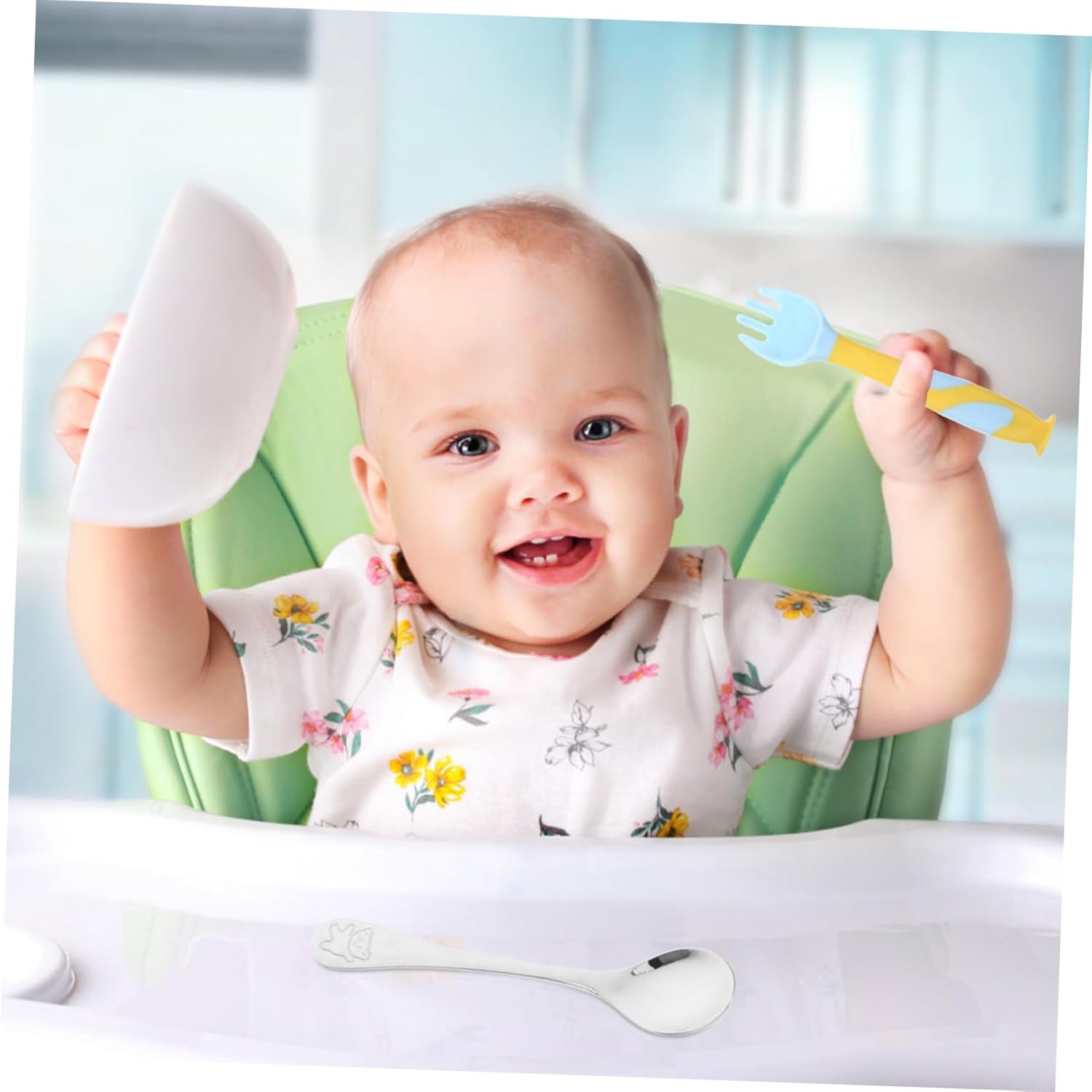 SKISUNO Cute Bear Handle Forks and Spoons Set