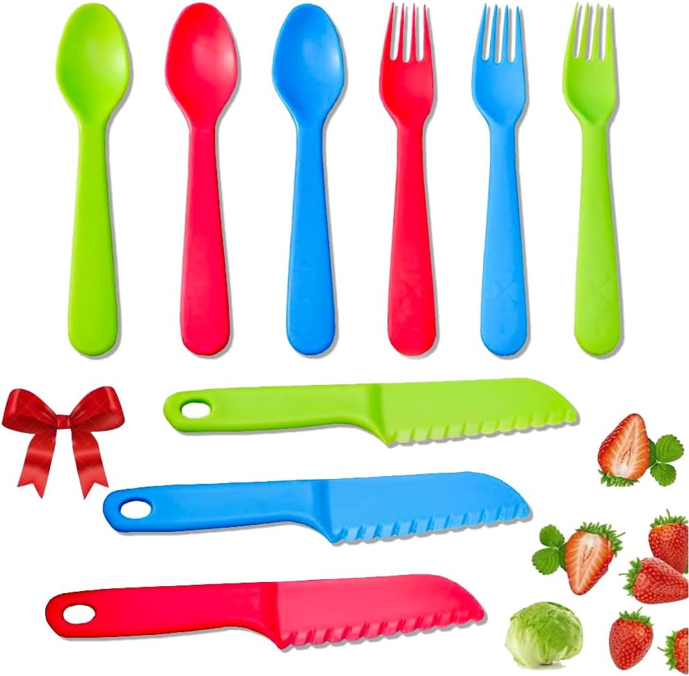 Jawbush Kids Cutlery Set 9 Pcs Plastic Flatware