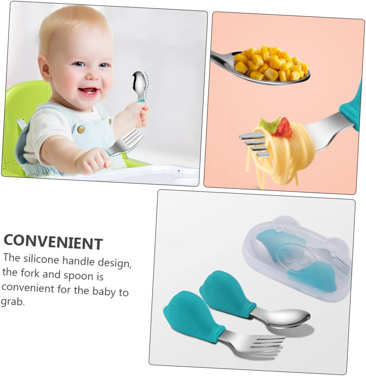 STOBAZA Baby Training Spoon and Fork Set