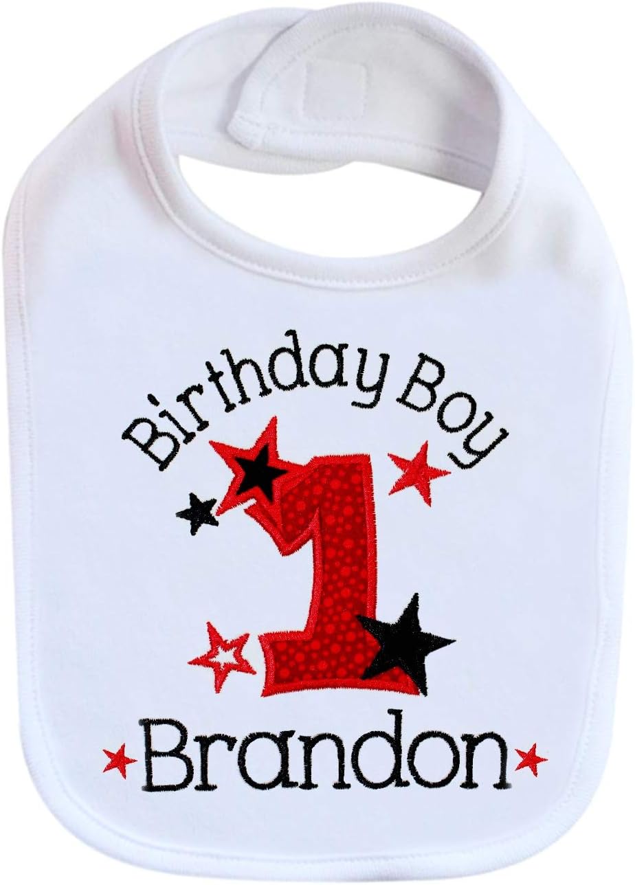 First Birthday Boy Bib with Custom Name