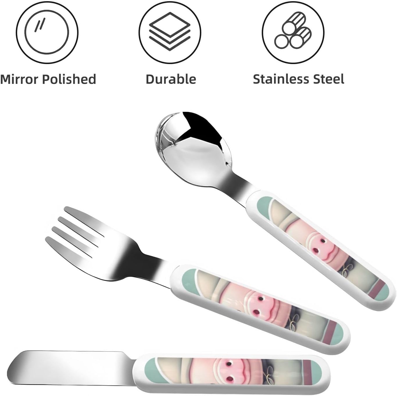 Cute Pig Print Stainless Steel Flatware Set with Travel Case 1