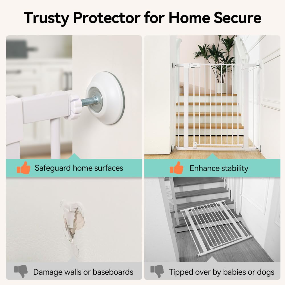 COMOMY 4 Pack Wall Protector for Baby Gates White
