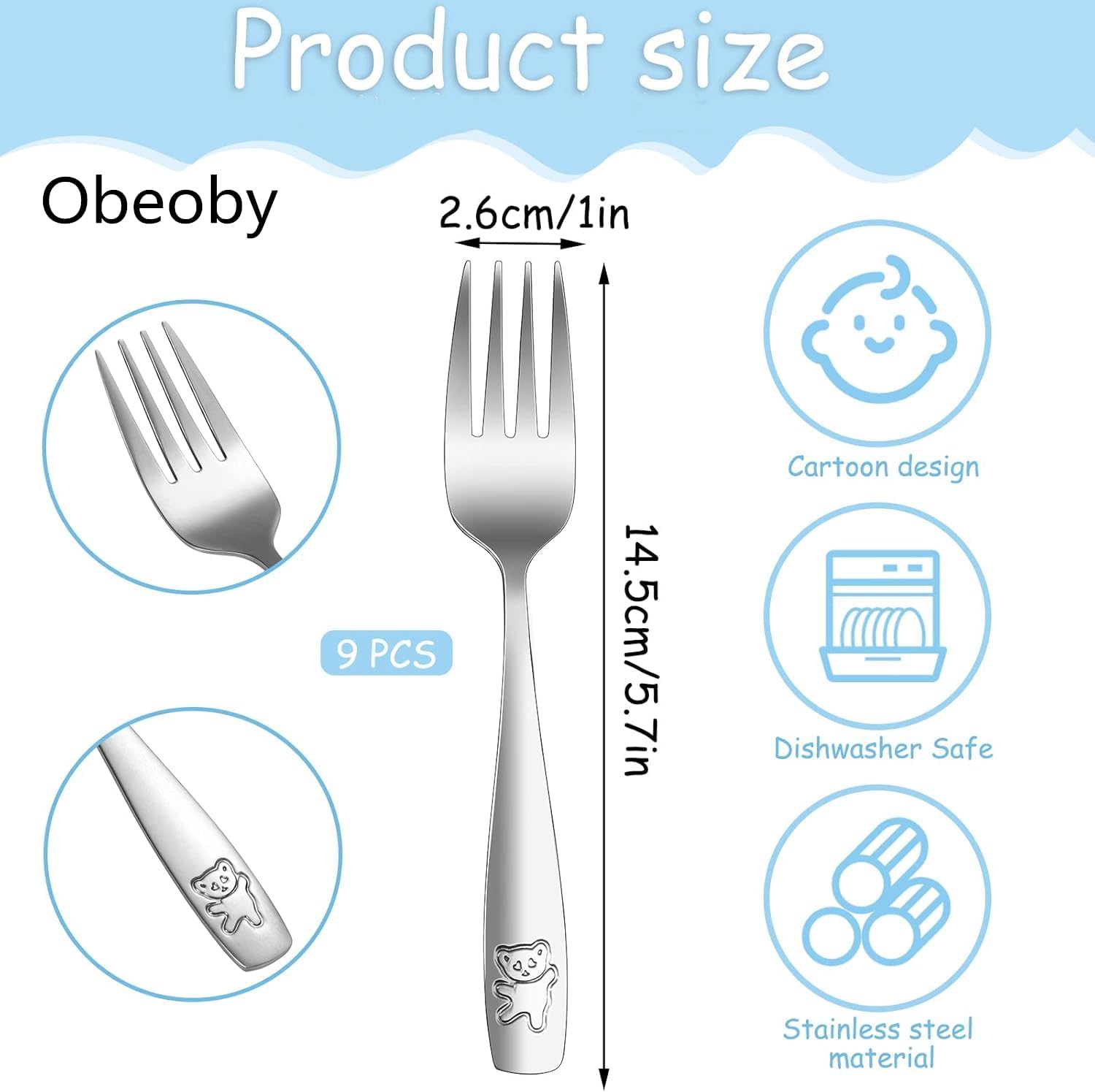 Obeoby 9 Piece Stainless Steel Fork Set