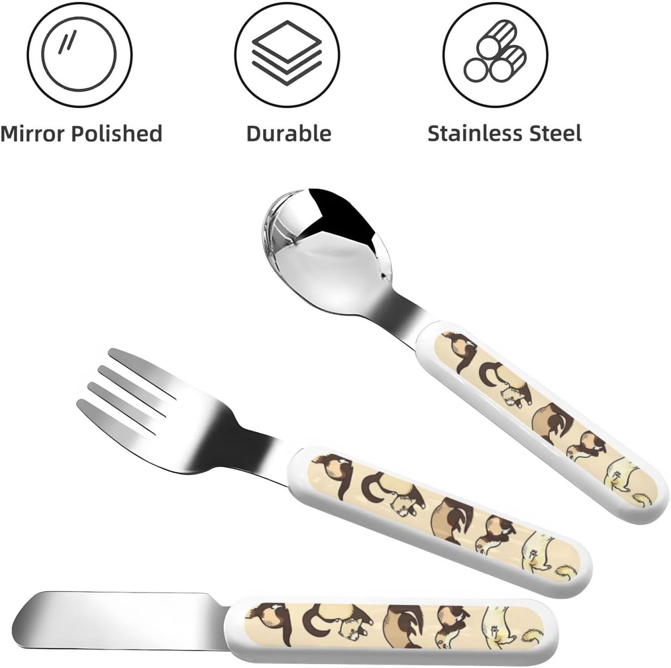 Hairy Ferret Print Stainless Steel Utensils Set with Travel Case